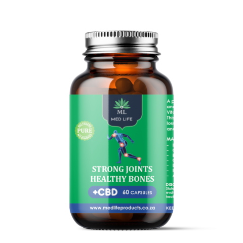 Medlife Strong Joints Healthy Bones with CBD supplement bottle 60 capsules joint support bone health formula