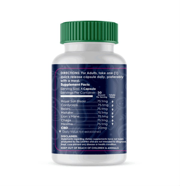 Medlife Sacred 7 Mushroom and CBD - 30 Capsules - Image 3