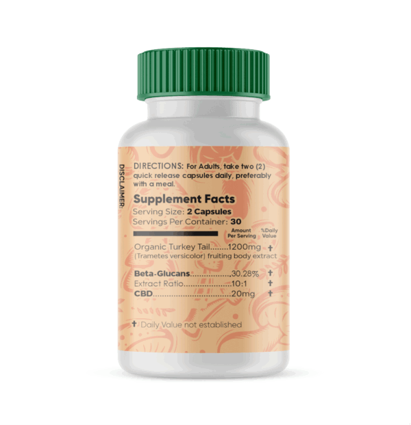 Medlife Turkey Tail with CBD 600mg - 60 Capsules - Image 2