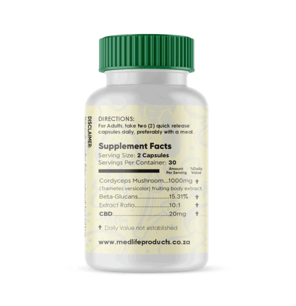 Medlife Cordyceps with CBD 600mg - 60 Capsules - Image 2