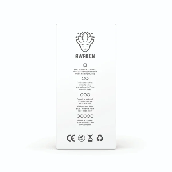 Awaken Vape Pen Arctic White - Rechargeable with 4 Heat Settings - Image 2