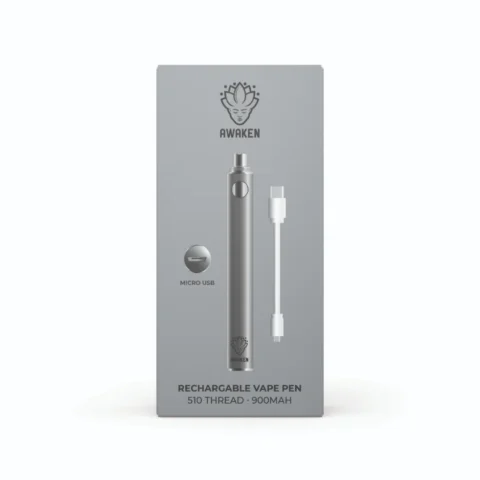 Awaken Vape Pen Metallic Silver - Rechargeable with 4 Heat Settings