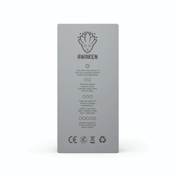 Awaken Vape Pen Metallic Silver - Rechargeable with 4 Heat Settings - Image 2