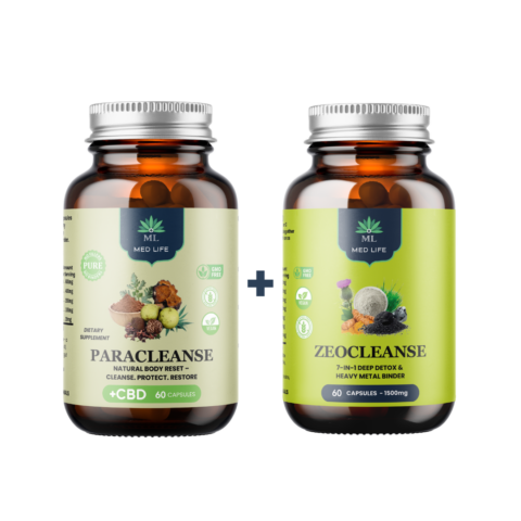 Medlife Paracleanse and Zeocleanse capsules bundle for gut cleanse, detox and heavy metal support