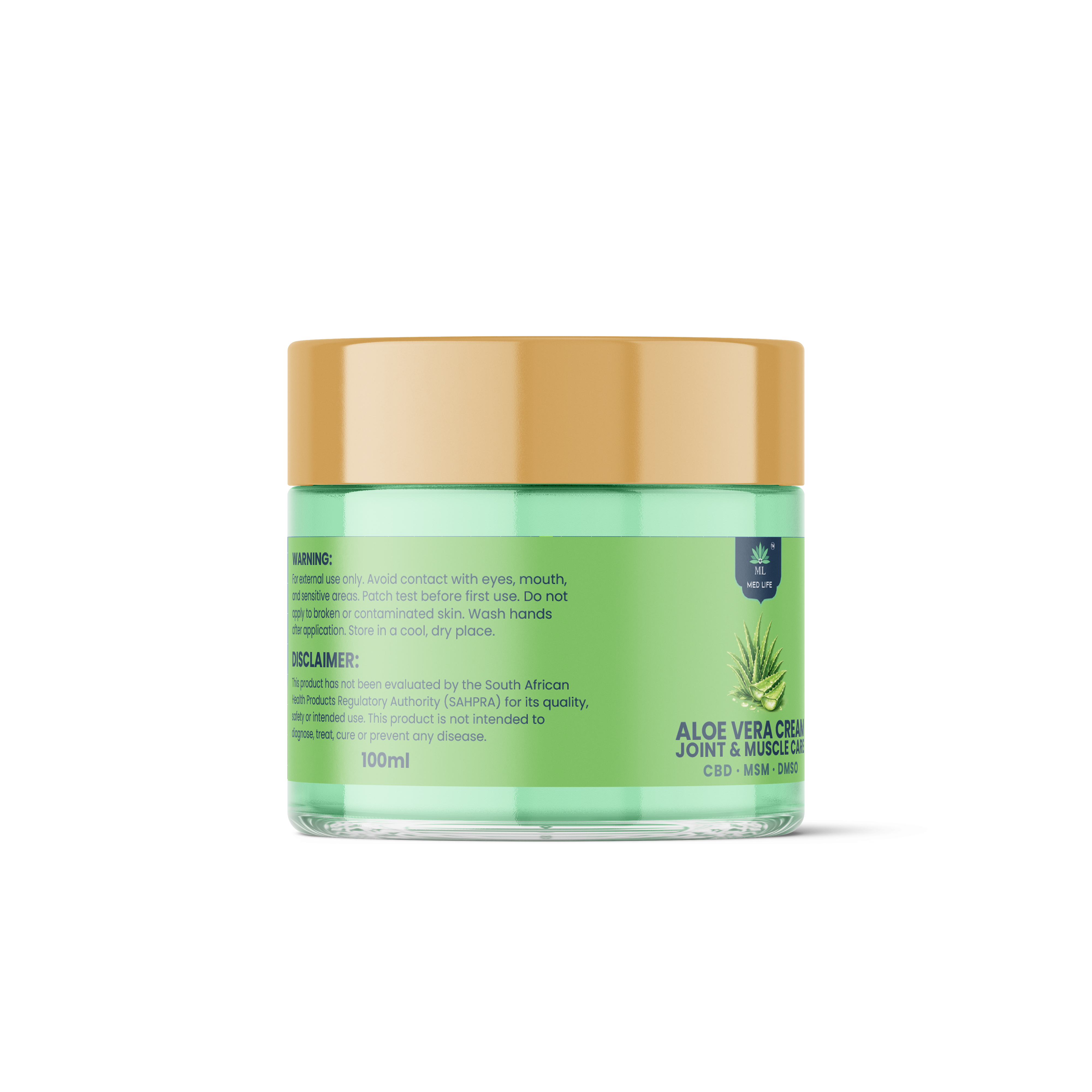 Medlife Aloe Vera Cream Joint & Muscle Care | CBD, MSM & DMSO | 100ml - Image 3